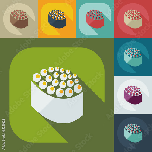 Flat modern design with shadow icons Japanese sushi