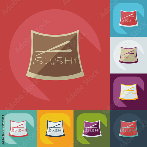 Flat modern design with shadow icons Japanese sushi