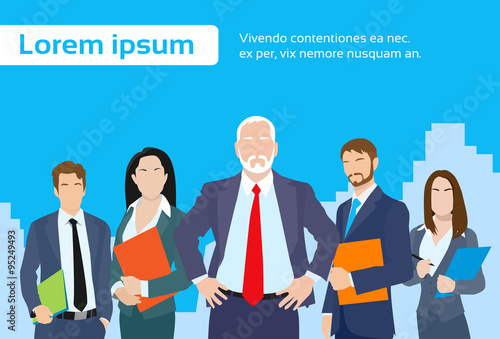 Senior Businessmen Boss with Group of Business People Team