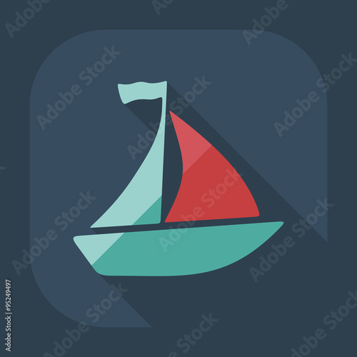 Flat modern design with shadow icon sailing ship