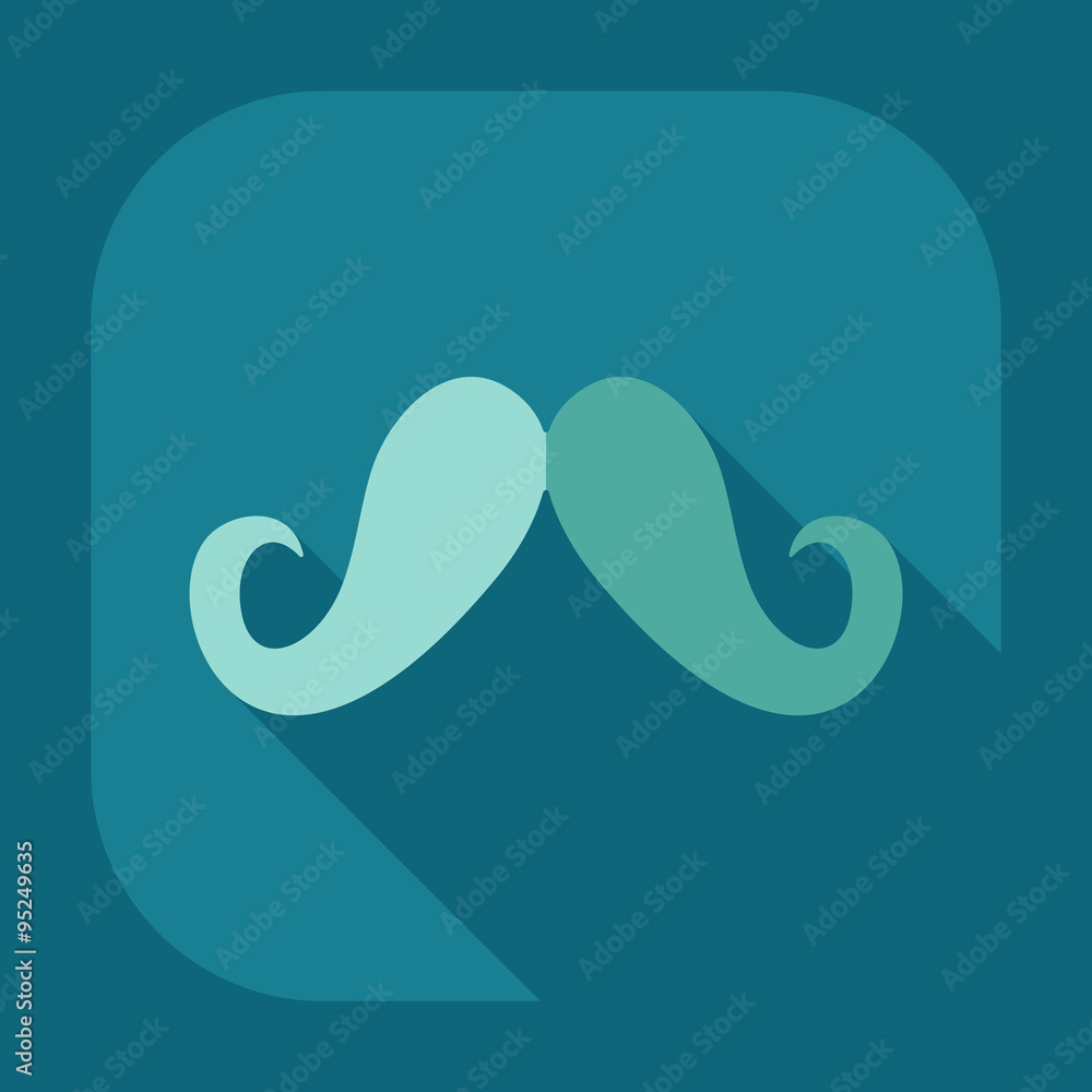Flat modern design with shadow icon mustache Flat modern design with shadow icon mustache