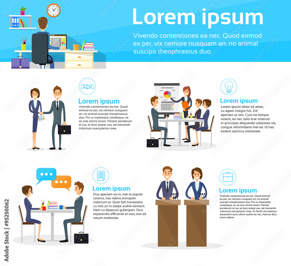 Business People Communication Working Meeting Infographics