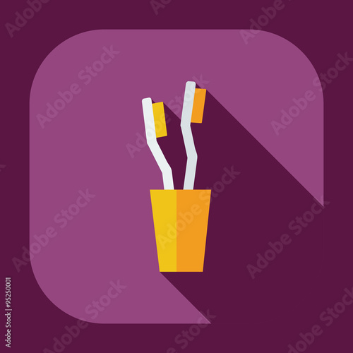 Flat modern design with shadow icons toothbrush