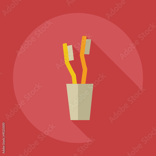 Flat modern design with shadow icons toothbrush