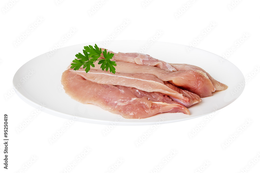 escalopes de dindes crues sur assiette escalopes de dindes crues sur assiette