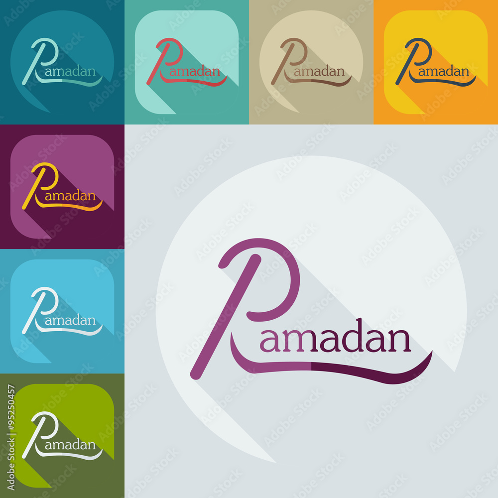 Flat modern design with shadow icons Ramadan