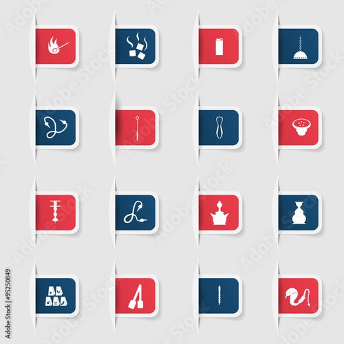 Set, a collection of unique paper stickers icons hookah