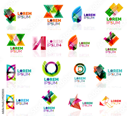 Geometric shapes company logo set, paper origami style