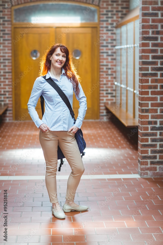 Mature student standing in the hallway Mature student standing in the hallway