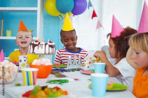 Excited kids enjoying a birthday party