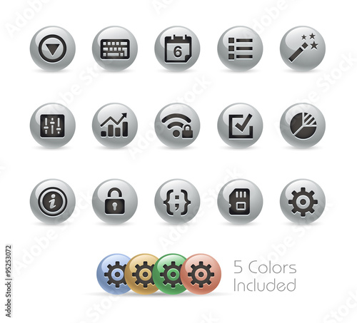 Web and Mobile Icons 4 // Metal Round Series - Vector file includes 5 color versions. 