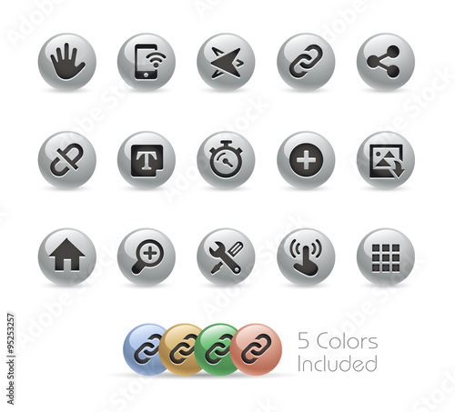 Web and Mobile Icons 10 // Metal Round Series - Vector file includes 5 color versions. 