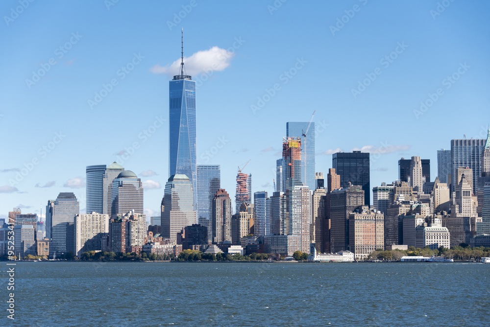 New York City Skyline Seen from a Tourist Cruise