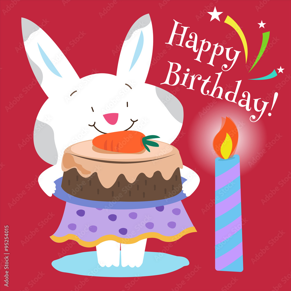 A rabbit holding a birthday cake. A rabbit holding a birthday cake.
