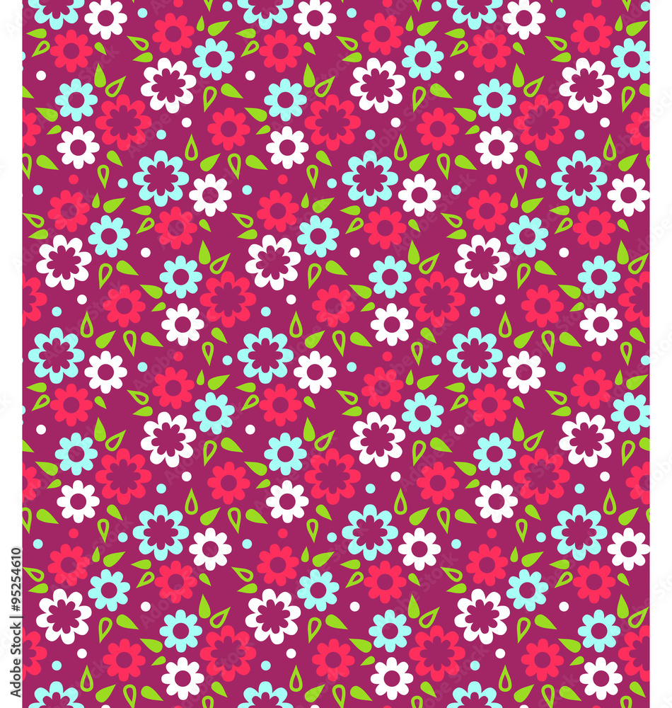 Bright Fun Abstract Seamless Pattern with Flowers Bright Fun Abstract Seamless Pattern with Flowers