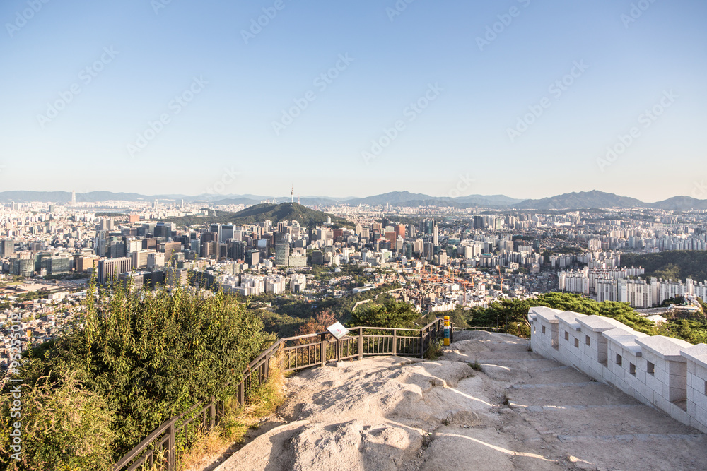 Naklejka premium Aerial view of Seoul, South Korea capital city