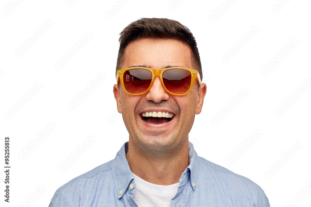 face of smiling man in shirt and sunglasses face of smiling man in shirt and sunglasses