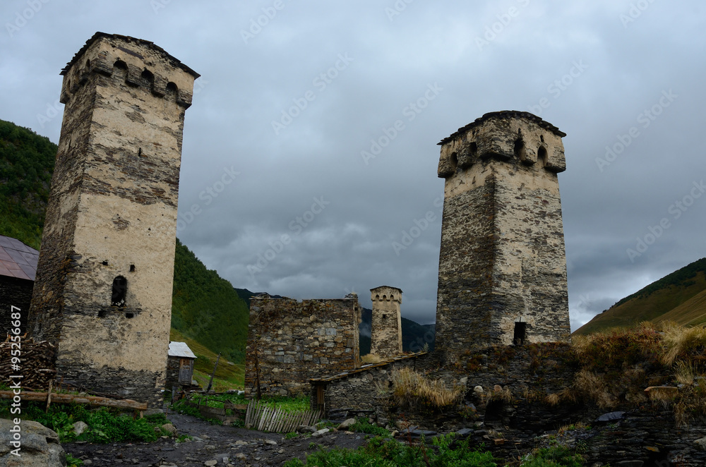 Famous medieval fortified towers of Georgia,Ushguli, unesco heritage