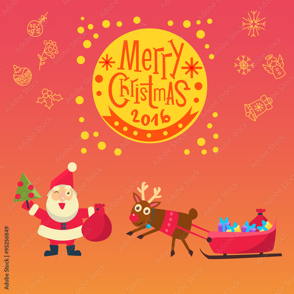 New Year 2016, christmas decoration. Christmas congratulation New Year 2016, christmas decoration. Christmas congratulation