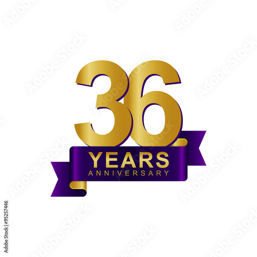 Anniversary Logo Dark Purple Gold 36