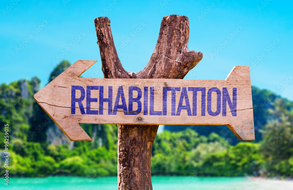 Rehabilitation arrow with beach background