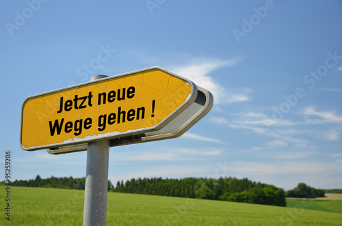 road sign with german words for new way