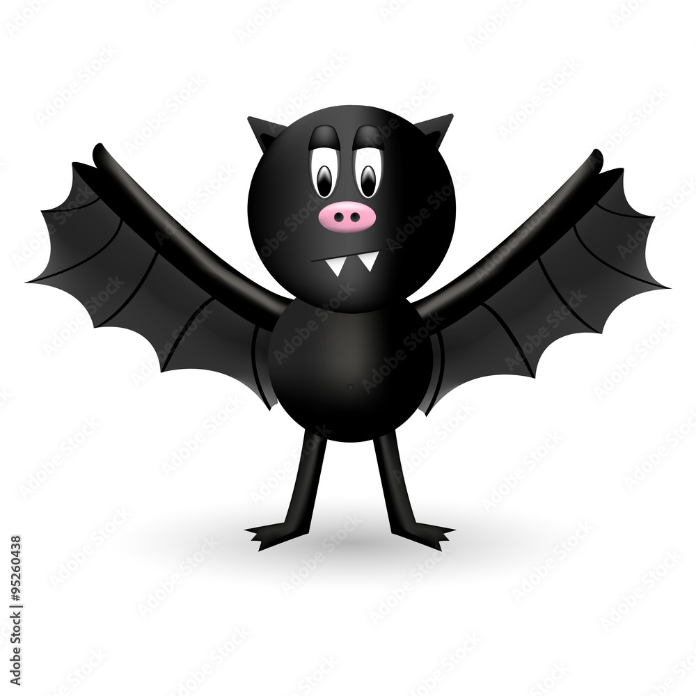 Fat cartoon bat character with a round belly! Stock Vector Adobe Stock