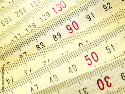 A macro of a yellow wood ruler