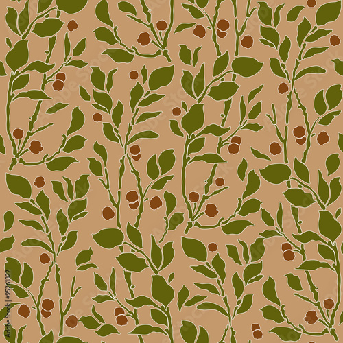 seamless Art Deco vintage pattern sprigs and berries