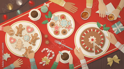 Family celebrating Christmas at home