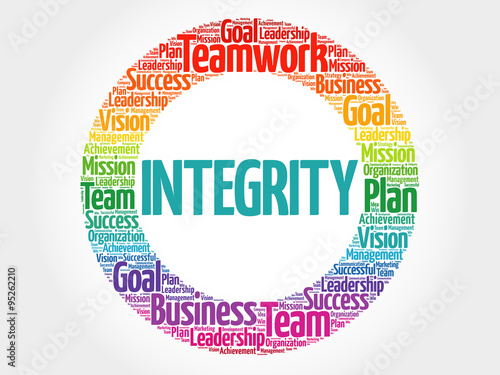 Integrity circle stamp word cloud, business concept