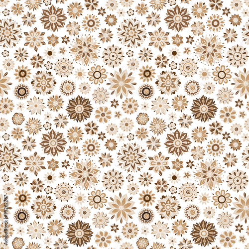Vector seamless floral pattern with flowers and leaves