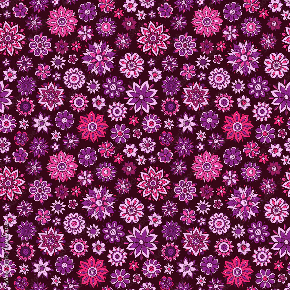 Vector seamless floral pattern with flowers and leaves Vector seamless floral pattern with flowers and leaves