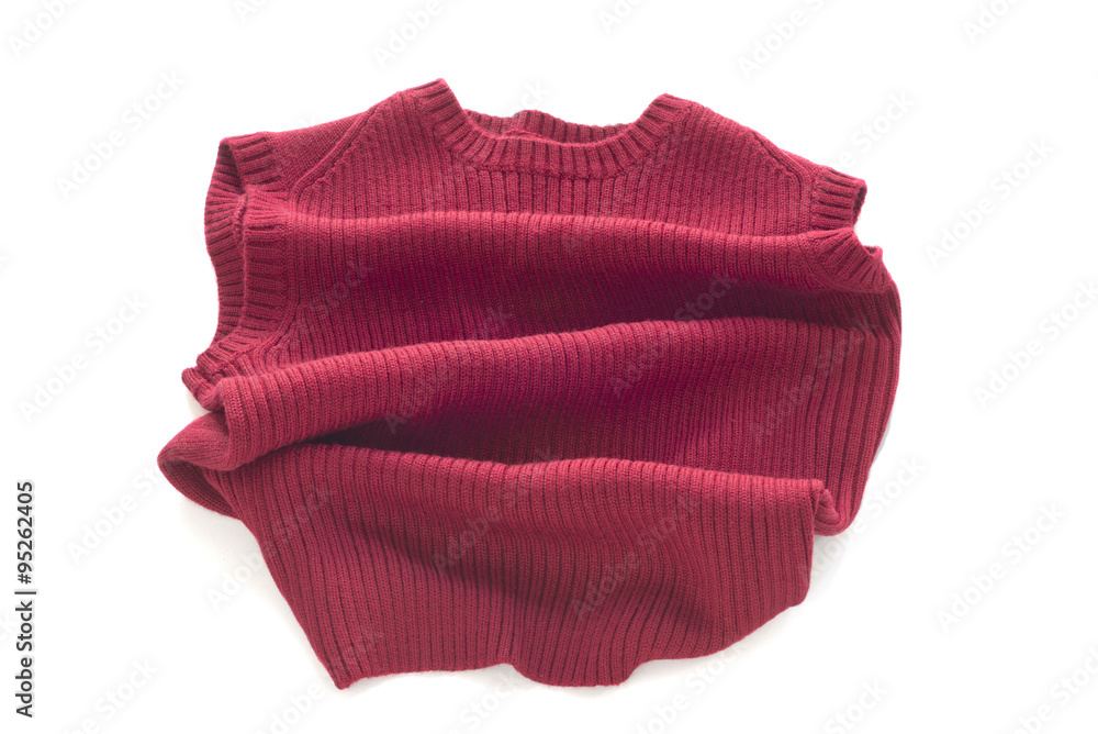 Red sweater without sleeves Red sweater without sleeves