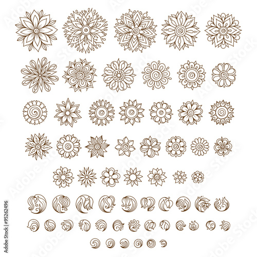 Henna tattoo doodle vector elements