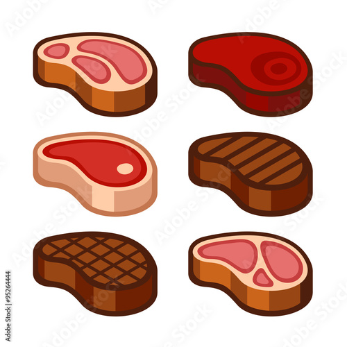 Steak Icons Set. Vector