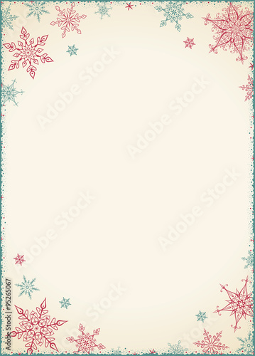 Vintage Christmas Frame - Illustration. Vector illustration of Old-Styled Winter Background. Christmas card - Vintage Empty Frame Portrait.