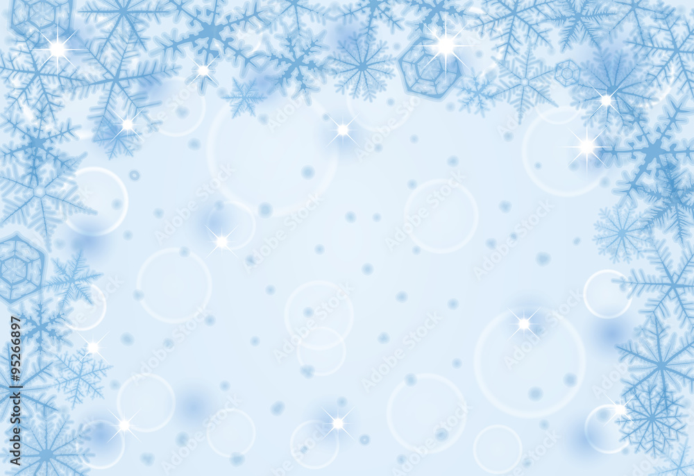 Abstract Christmas border background with snowflakes.