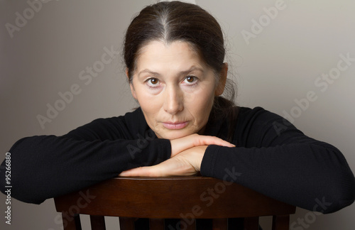 Serious asian woman