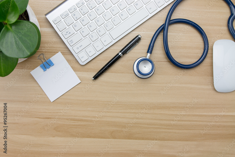 Stethoscope in doctors desk Stethoscope in doctors desk