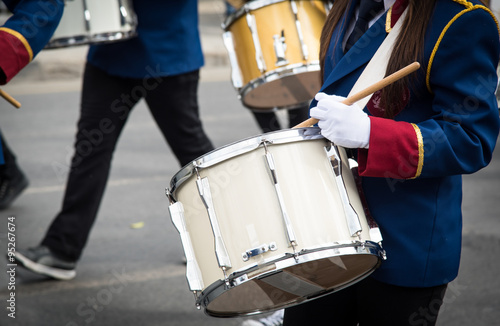 Fototapeta Naklejka Na Ścianę i Meble -  Students playing drums during a parade in Nicosia Cyprus