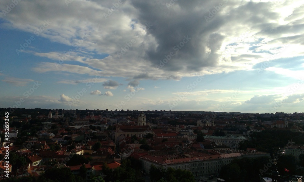 Vilnius under clouds in summer