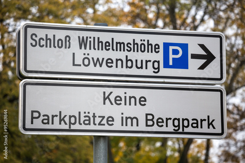 signs of bergpark wilhelmshoehe kassel germany in the autumn
