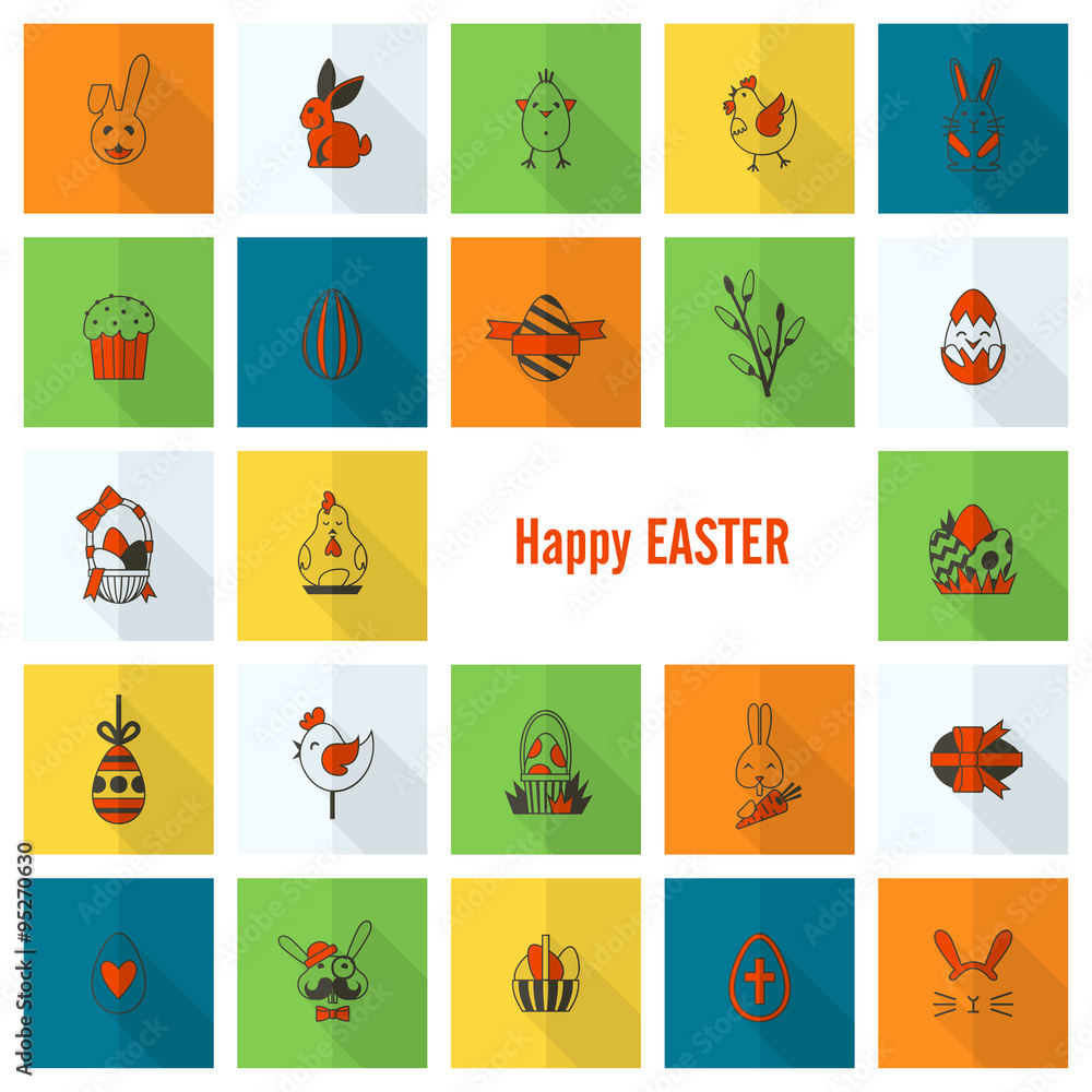 Fototapeta premium Celebration Easter Icons