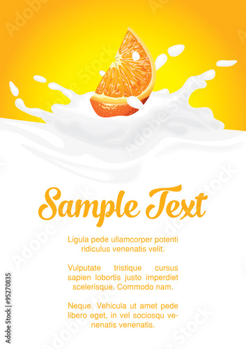 packaging of splash milk or yogurt with orange