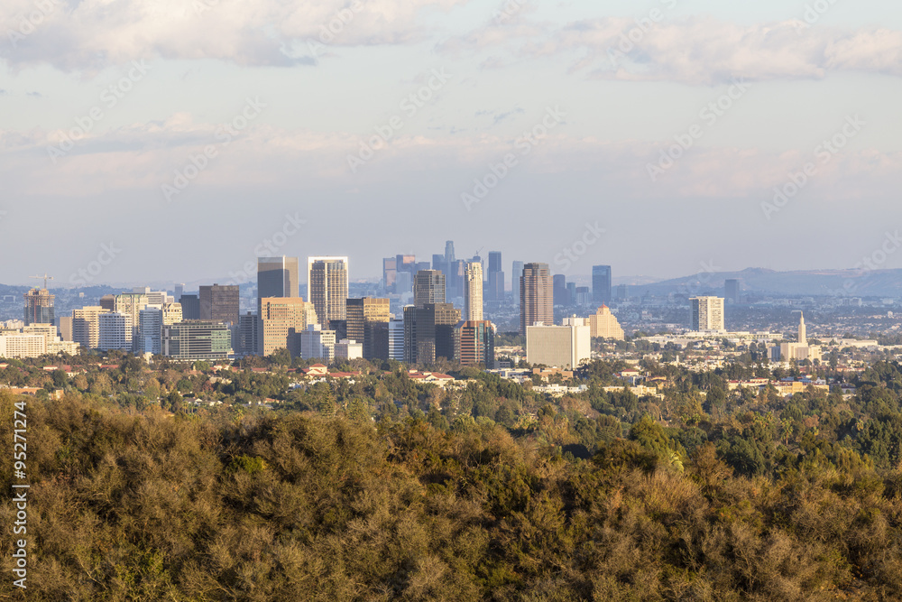 Century City and Downtown Los Angeles in Late Afternoon Light