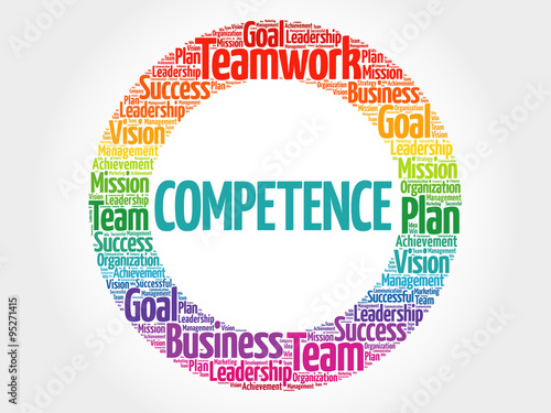 COMPETENCE circle stamp word cloud, business concept