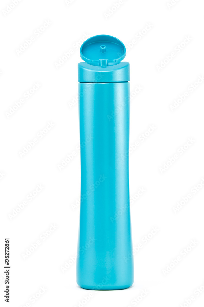 blue bottle of shampoo on white background blue bottle of shampoo on white background