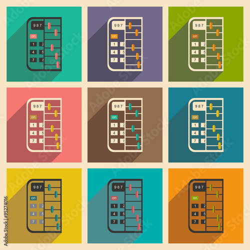 Modern collection flat icons with shadow abacus