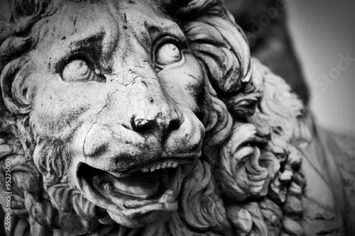 Ancient sculpture of The Medici Lion. Florence, Italy photo